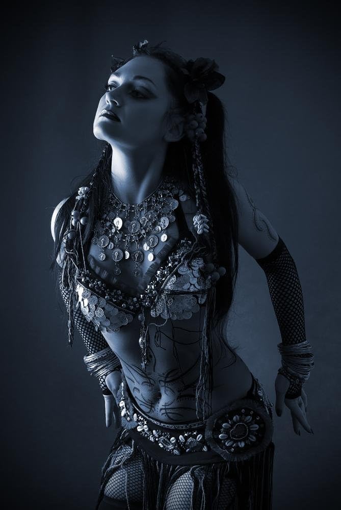 Tribal Dancer Blue Dark Wall Mural by Wallmonkeys Peel and Stick Graphic (18 in H x 12 in W) WM173180