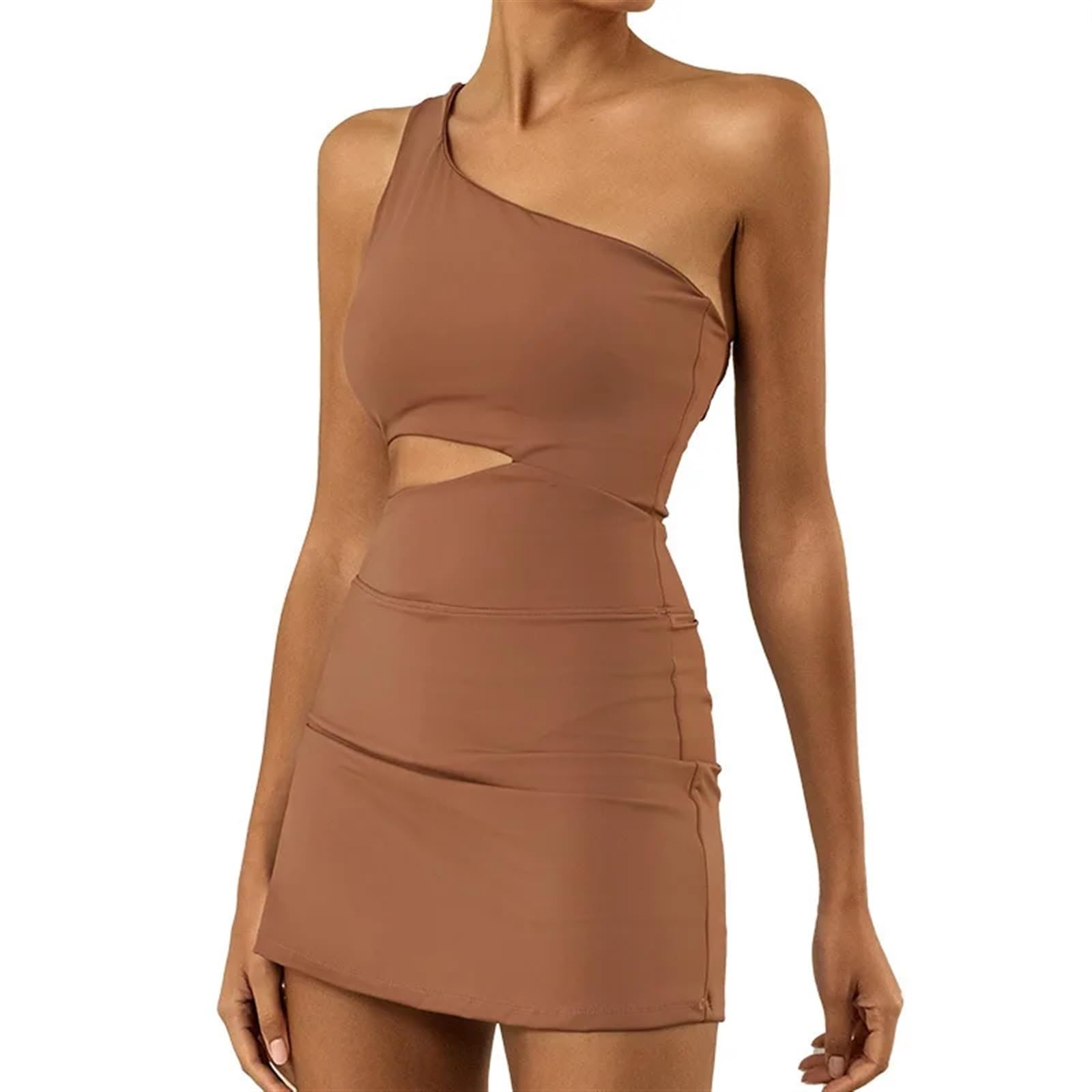 Abiti Sportivi Abito da Tennis da Donna con Pantaloncini e Protezioni for Il Petto Spalline Sexy Monospalla Super Elasticizzate Pantaloncini da Badminton da Golf Tute da Yoga all-in-One