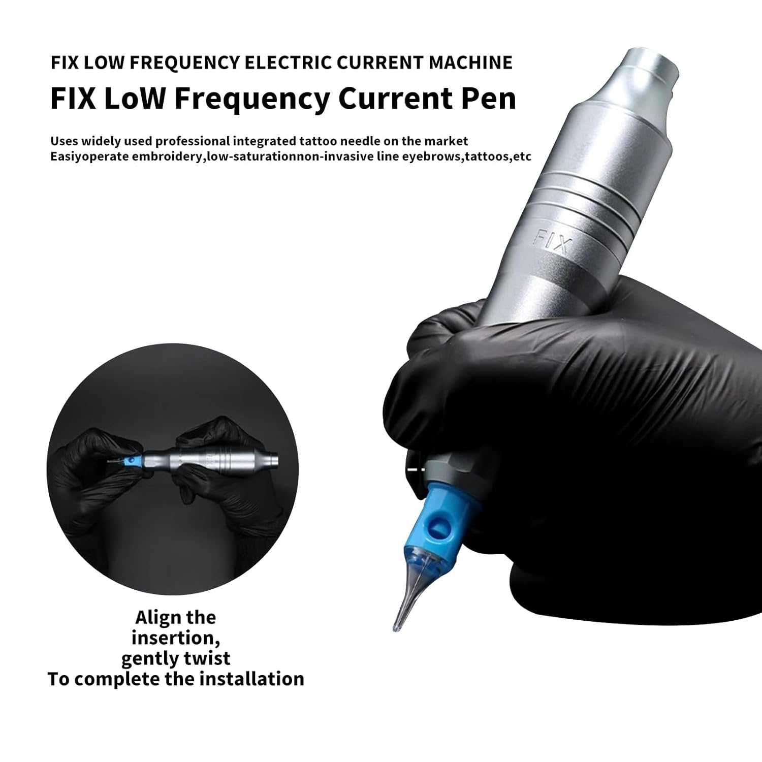 Semi-permanent eyebrow makeup tattoo machine, including 10 cartridge needles, suitable for eyebrow tattooing, lip tattooing, eyeliner tattooing and body tattoo supplies
