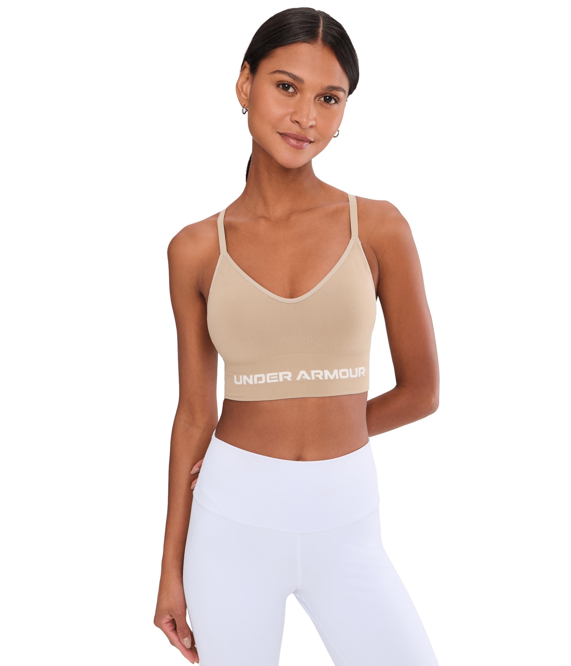 Under Armour Women's Brown Vanish Seamless Low Sports Bra City Khaki / Summit White M