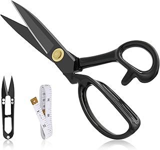 Left-Handed Sewing Scissors 10 Inch(25.5cm) - Fabric Dressmaking Shears, Lefty Tailor's Scissors for Cutting Fabric, Leather, Clothes, Paper, Raw Materials (Left-Handed, Black-10)