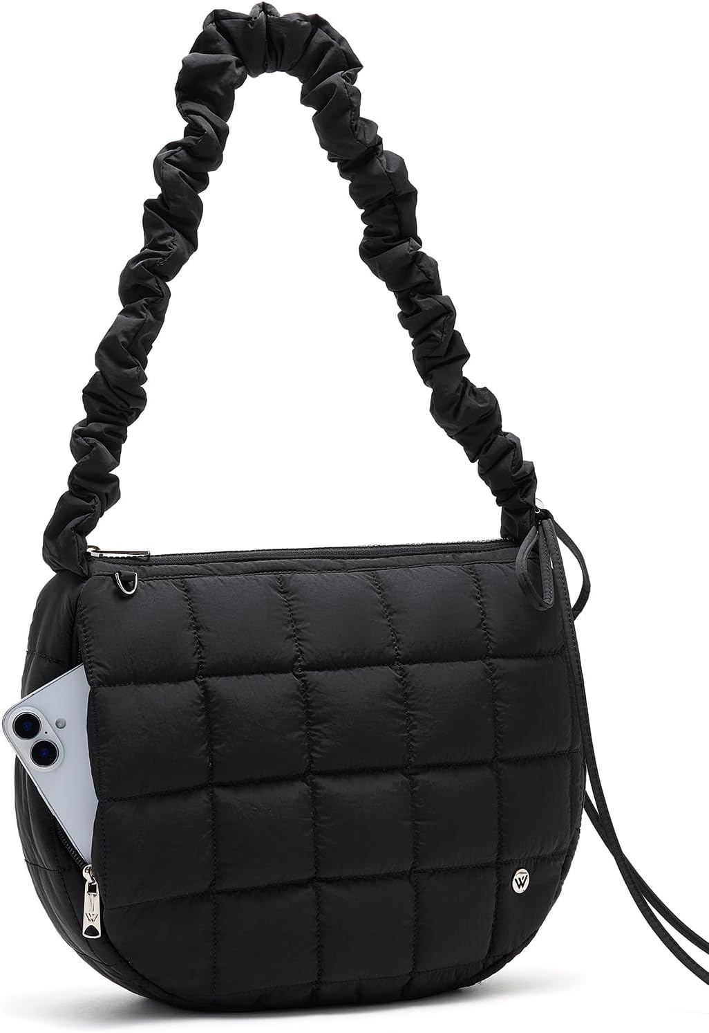 WESTBRONCO Puffer Crossbody Bags for Women Nylon Quilted Shoulder Bag Womens Crossbody Purse with Drawstring Strap for Travel