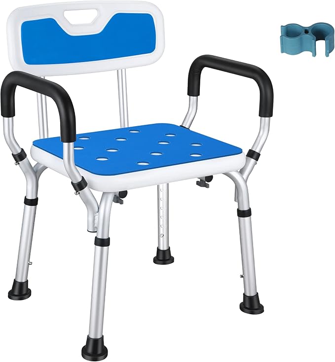 NArra Shower Stool with Pad, Height Adjustable Shower Chair with