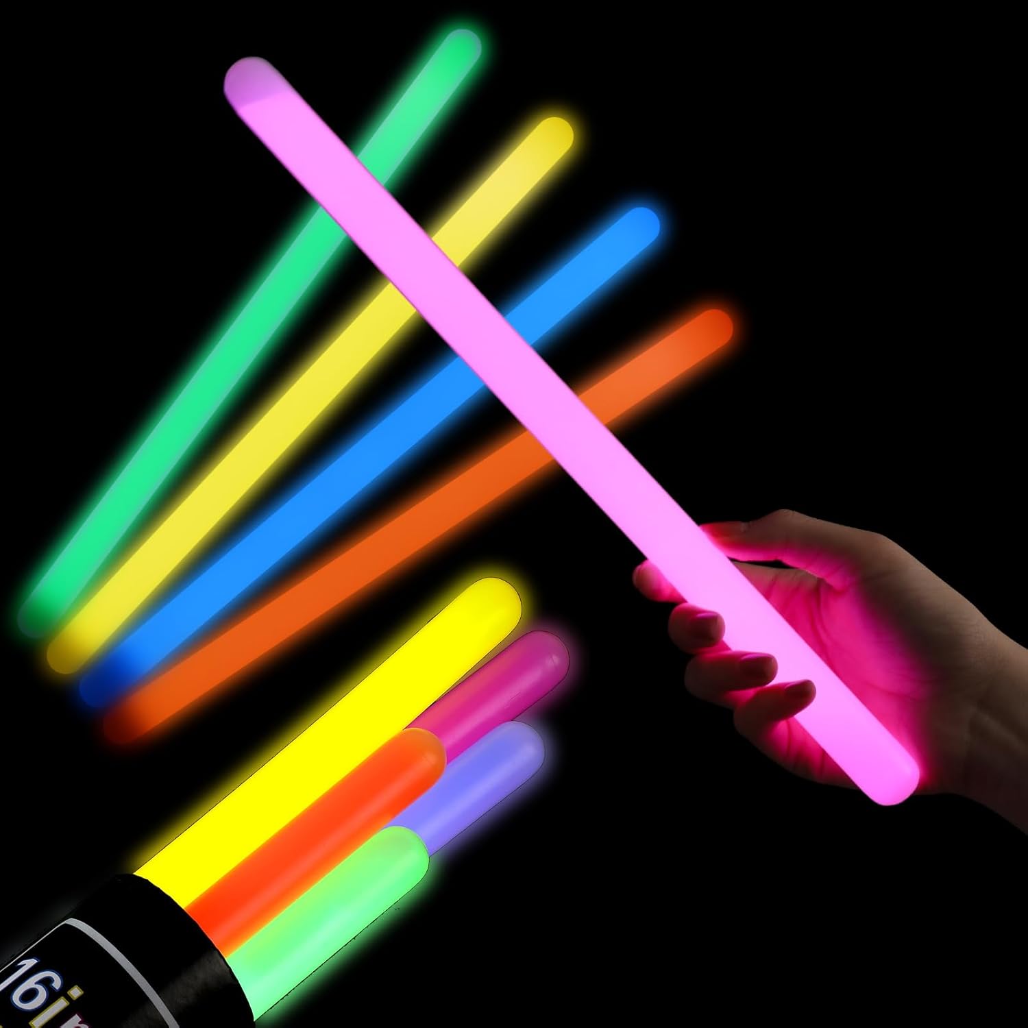 Jenaai 5 Pcs Industrial Grade Glow Sticks Bright Jumbo