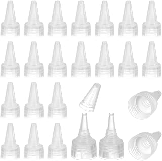 PATIKIL 20/410 Twist Top Caps, 60Pcs Plastic Squeeze Bottle Replacement Caps with Foam Gasket for Paint Lids Glue Dispensing DIY Crafts, Clear