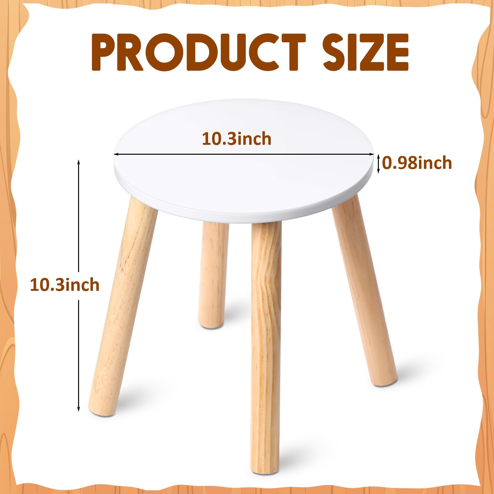 Wenqik 4 Wooden Step Stool for Kids 10.3 Inch 4 Legged Small Wooden Step Stool Solid Hard Sturdy Chair for Bedroom Furniture