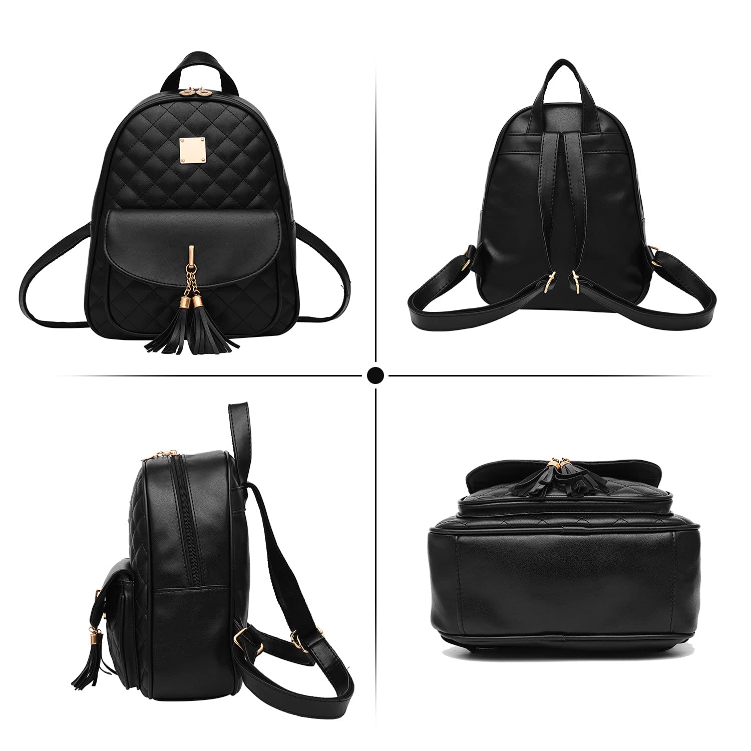 EVEOUT Mochila de Cuero PU para Mujer Mochila Informal para Viajar Trabajo Escolar Bandolera Conjunto de Mochila
