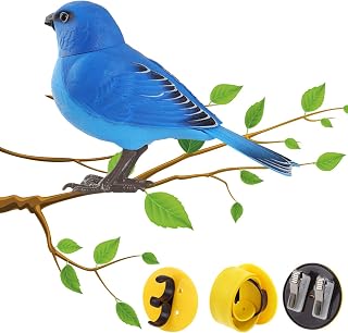 Robot Bird Electric Singing and Chirping Bird Toy Ound and Motion Activated Singing Birds with Movable mouses Ands Head Battery Operated Outdoor Decorations for Kids, Pet Supplies for Indoor Cats