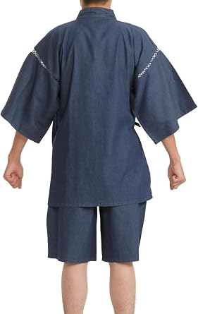 Edoten Jinbei denim men's 4.5 oz light denim fabric (cotton 100%) soft yarn-dyed fabric oversize