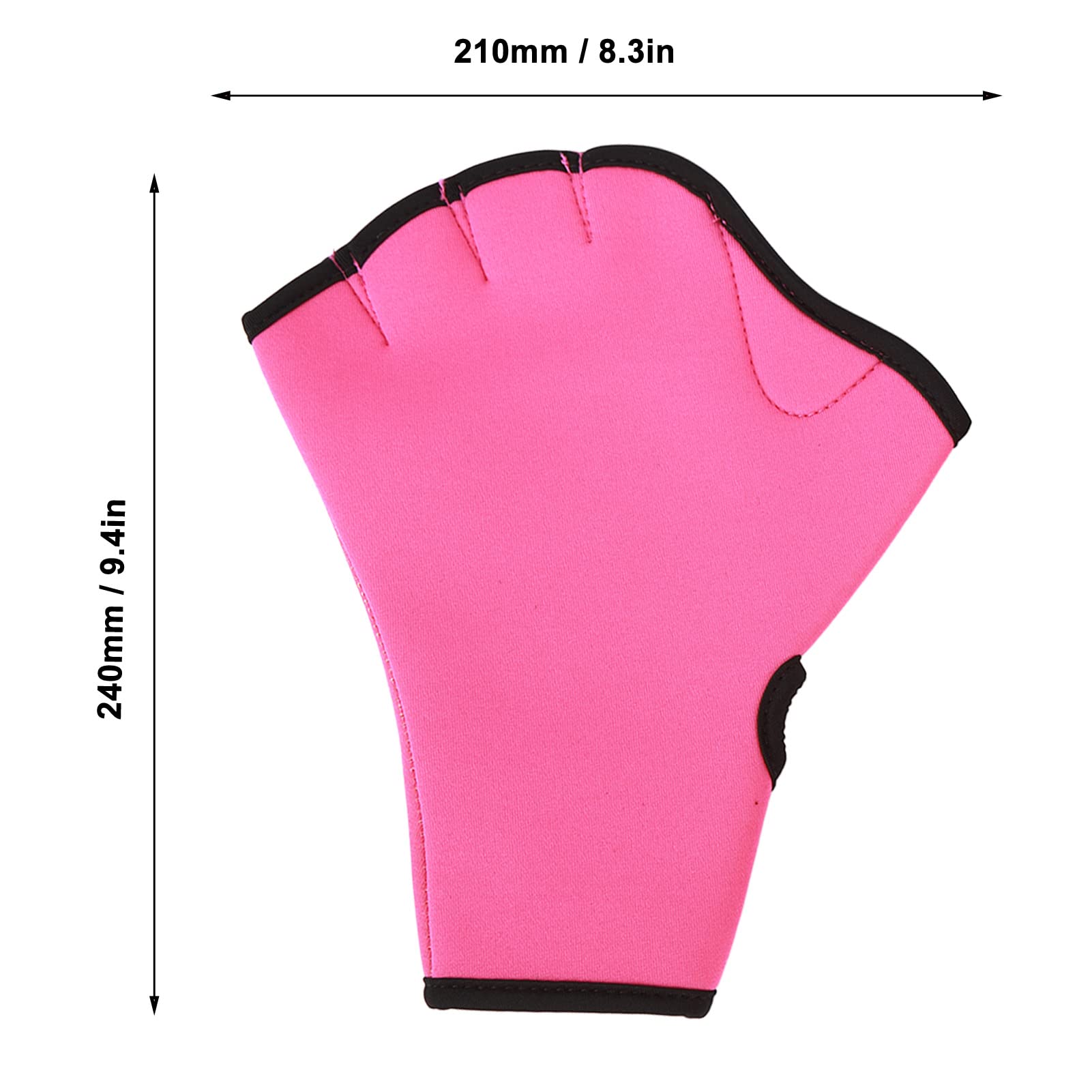 Yuecoom 1 Pair Swimming Webbed Gloves, Slip Half Finger Swim Training Gloves Diving Equipment for Kids Children Pink (L)