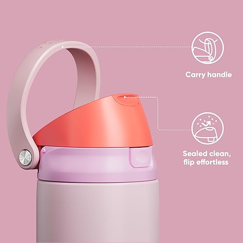 Miniatura 3 de Encool Botella de agua aislada de acero inoxidable con popote, botella de agua deportiva a prueba de fugas para la escuela, viajes, mantiene el frío