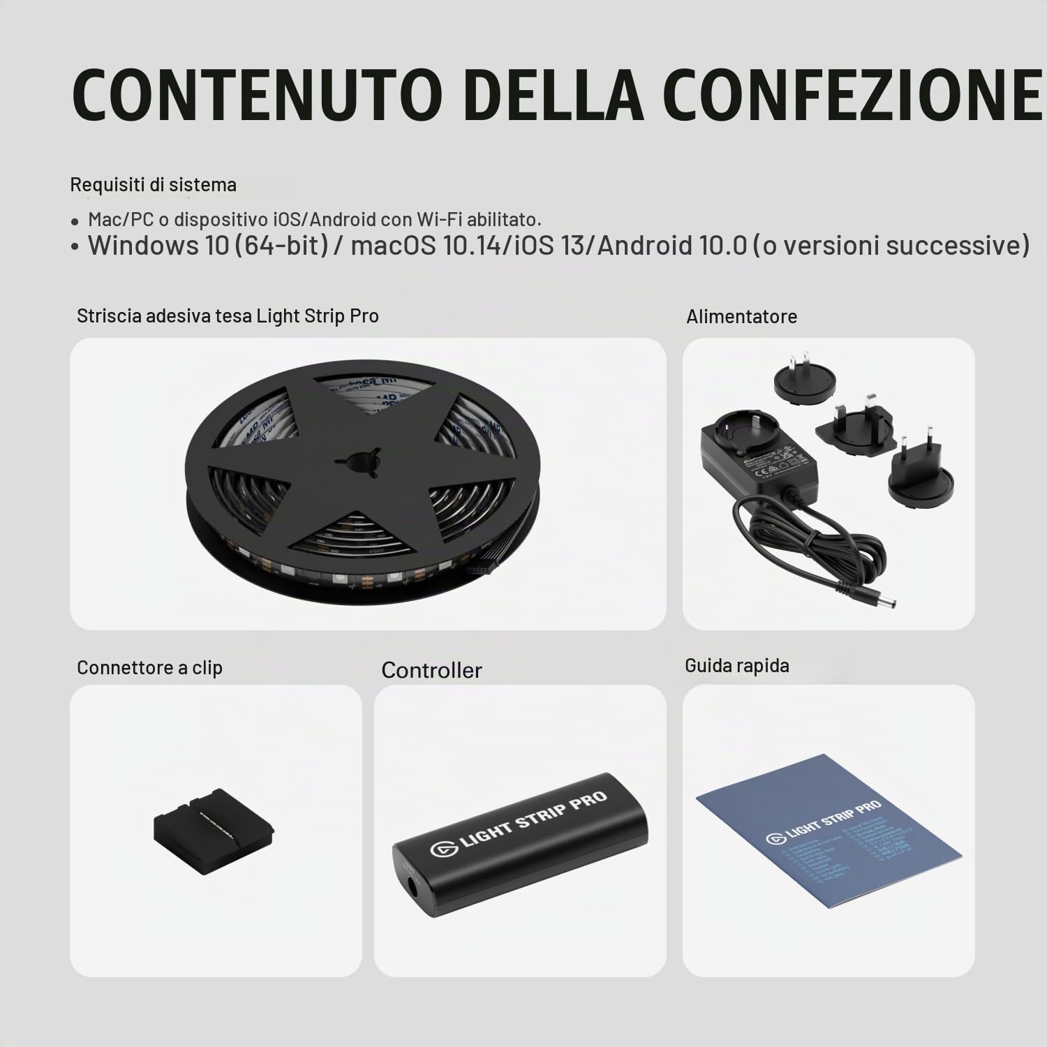 Elgato Light Strip Pro – LED RGB controllabili individualmente, scene IA, velocità/intensità/direzione regolabili – controllato tramite app su Mac, PC, iPhone, Android, Stream Deck