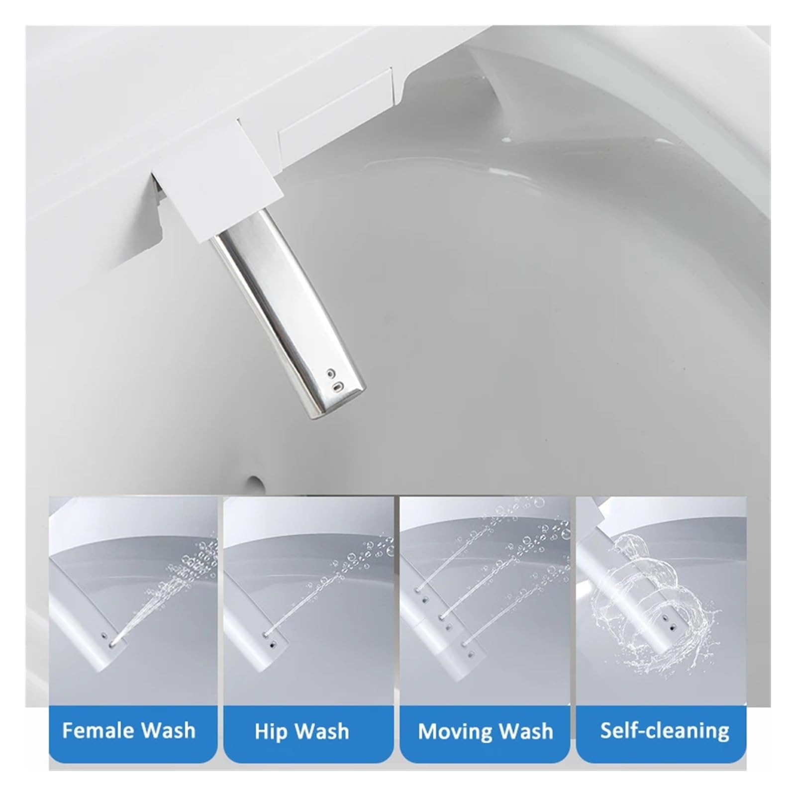 Tavoletta Wc Sedile WC intelligente di forma rotonda Copriwater elettrico Bidet intelligente Riscaldamento Pulizia Asciugatura Massaggio Cura(Color 4,110V-130V)