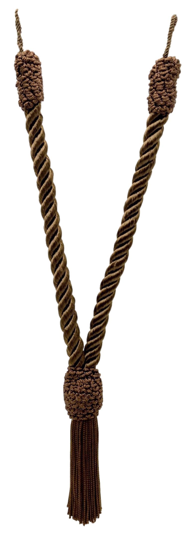Alzapaños de cortina marrones con borla de corona de 10cm y cuerda de 43cm