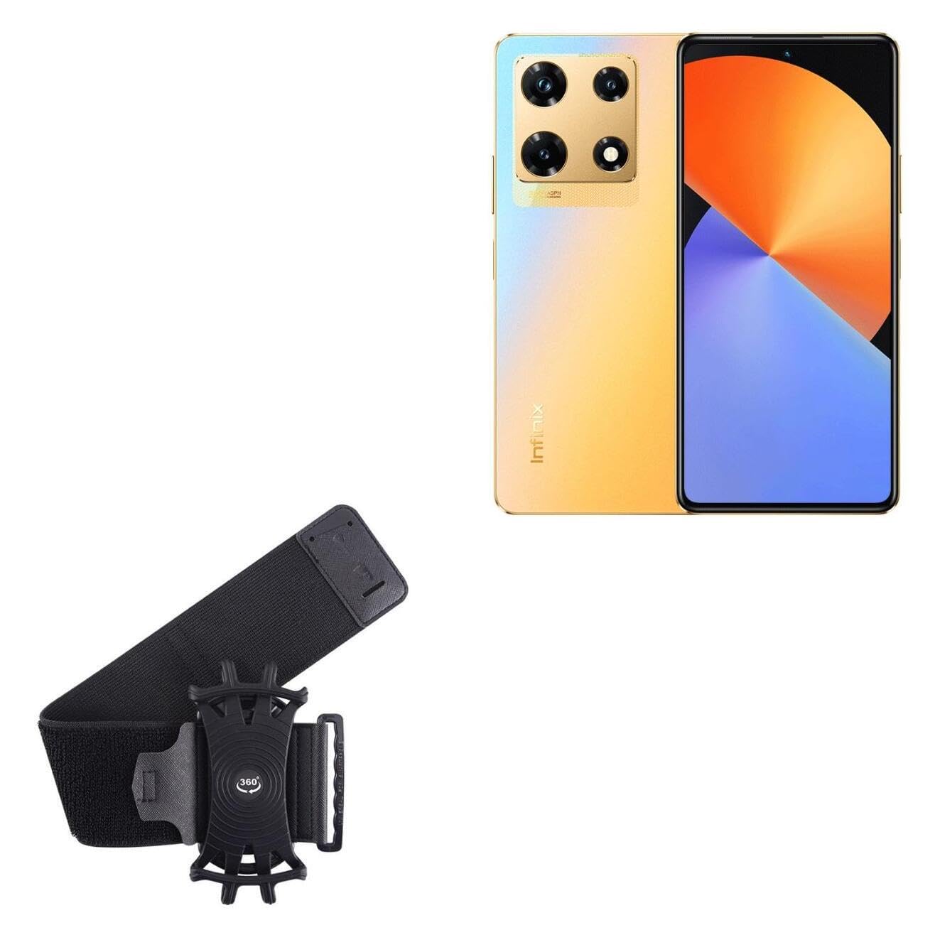 BoxWave Holster Compatible with Infinix Note 30 Pro - ActiveStretch Sport Armband, Adjustable Armband for Workout and Running - Jet Black