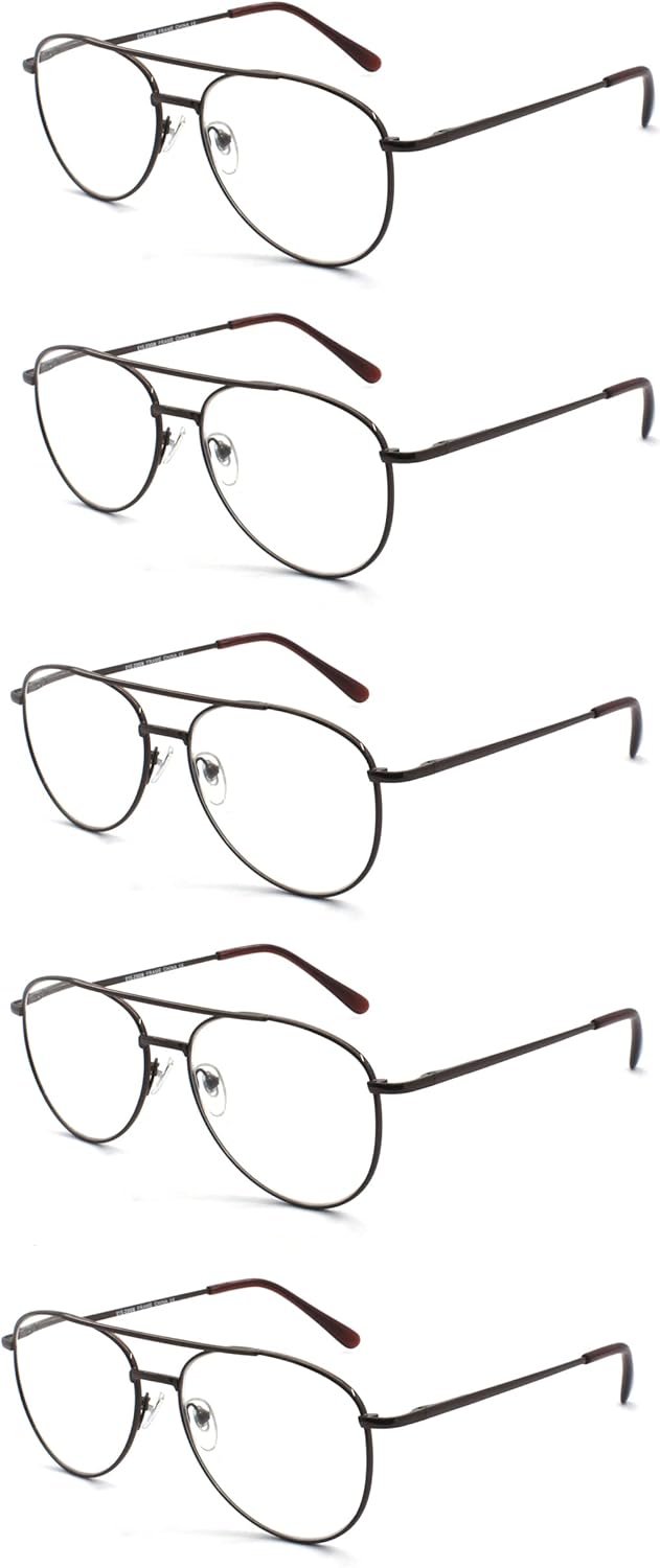 5 Pack Unisex Aviator Style Reading Glasses for Women and Women
