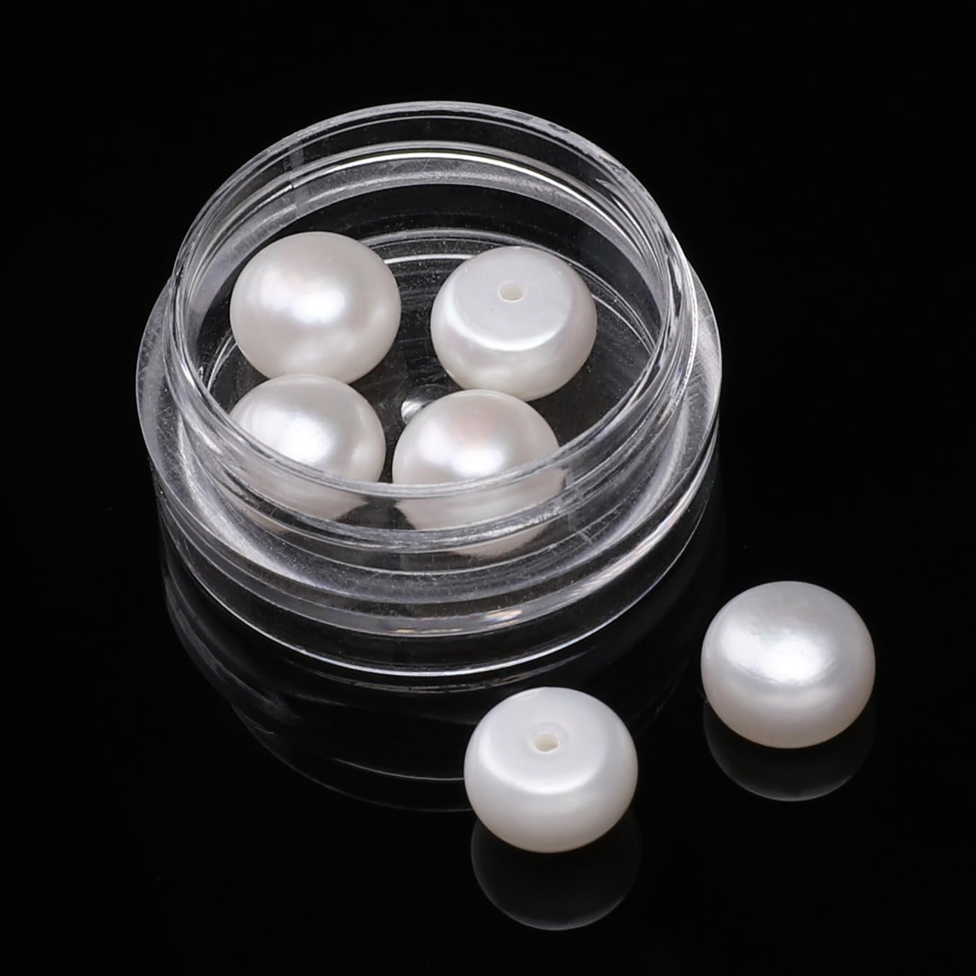 Natural Half Drilled Pearl Beads White 8.5-9mm 6pcs AAAA Freshwater Cultured Loose Gemstone Beads for DIY Stud Earring Jewelry Making - Image 6