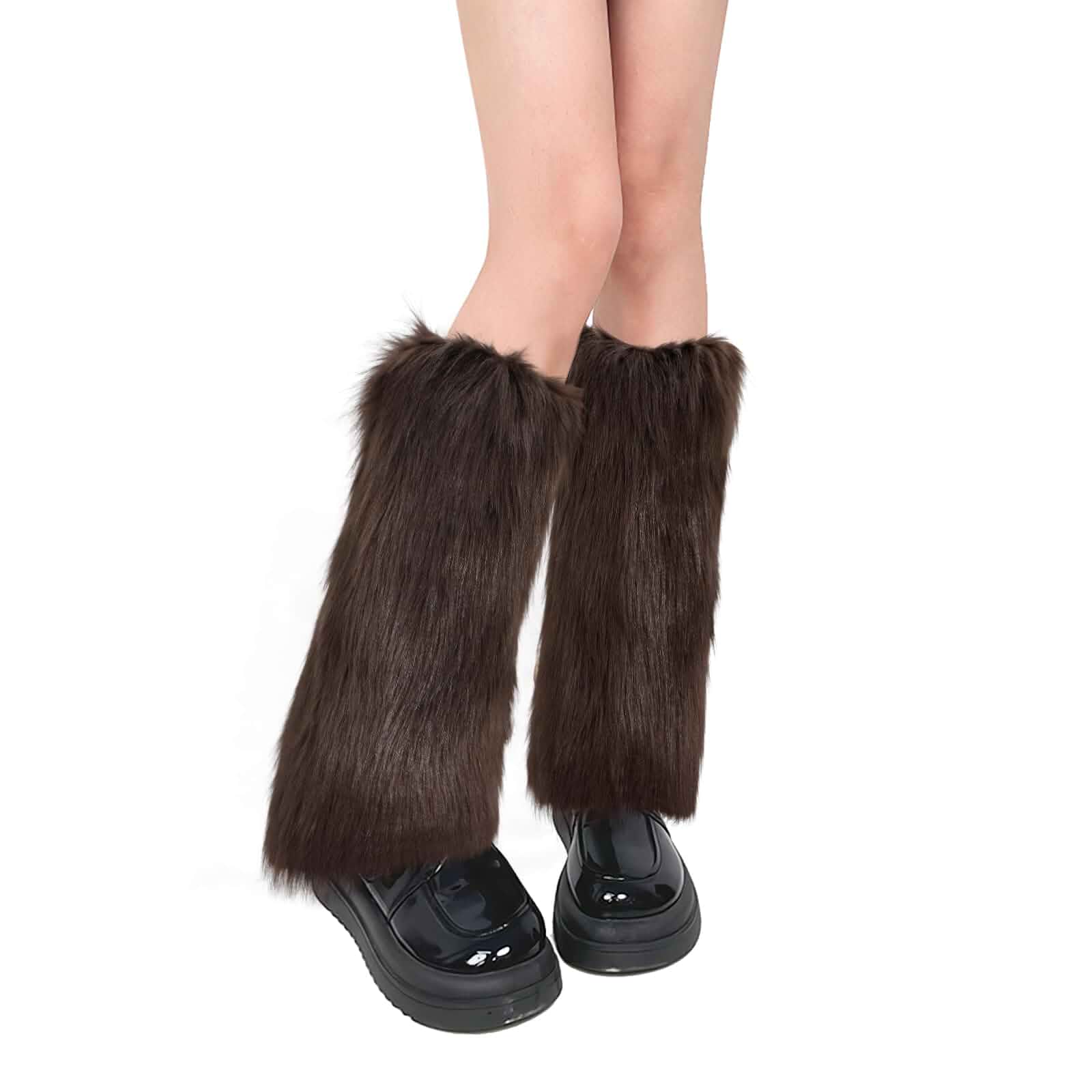 XEPST Faux Fur Fuzzy Leg Warmers Furry Boot Covers for Women, Warm Fuzzy Boot Cuff Boot Sleeves Leg Warmers for Party Costume Solid