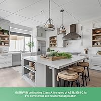 Vista 2 de Azulejos de techo profesionales impresos a cuadros de 2 x 4 pies, panel de techo de PVC de 24 x 48 pulgadas, impermeable, lavable y resistente al