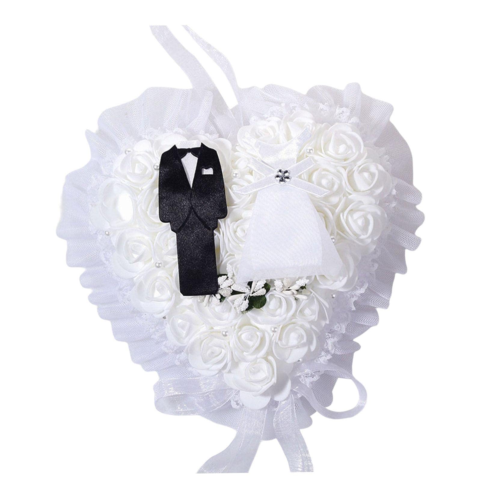 Milageto Personalized Lace Bearer Pillow for Wedding Ceremony