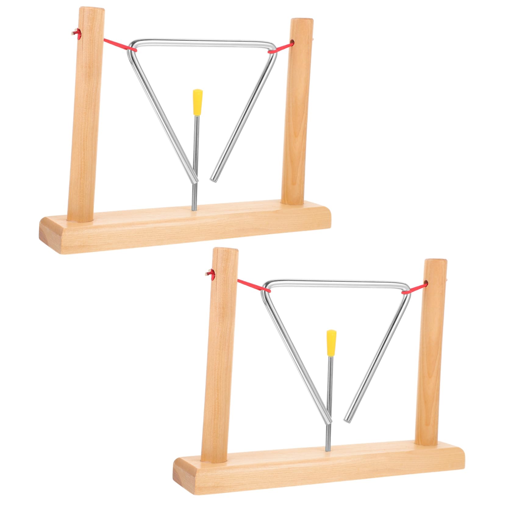 Metall Dreiecksglocke 2 Triangel Schlaginstrument mit Schlägeln | Holzständer, Beige Ausführung, Leicht und Tragbar, für Kinder 2 Stück, als Percussion Instrument