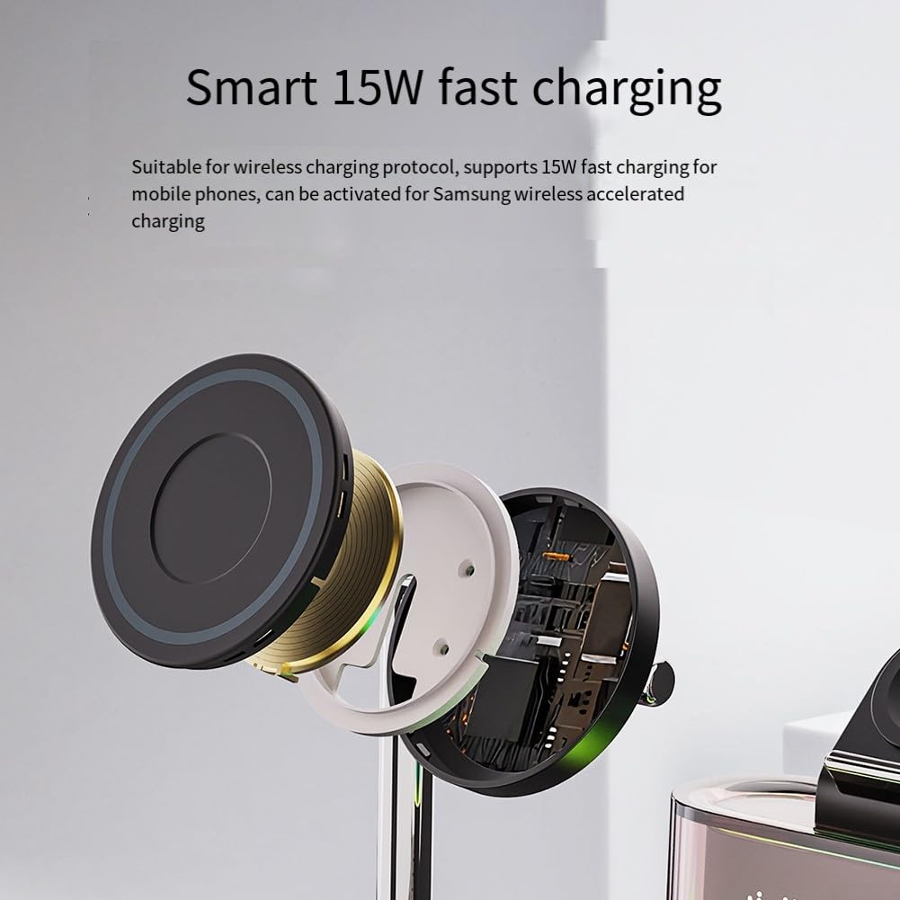 Station d'accueil sans fil multi-appareils 25 W pour Samsung Galaxy S24 S23 S22 S21 pour Galaxy Watch 8 et écouteurs activés (blanc)