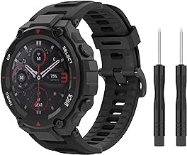 MoKo Correa Compatible con Amazfit T-Rex/T-Rex Pro Smartwatch, Pulsera Deportiva de Repuesto de Silicona Suave con Herramientas, Negro