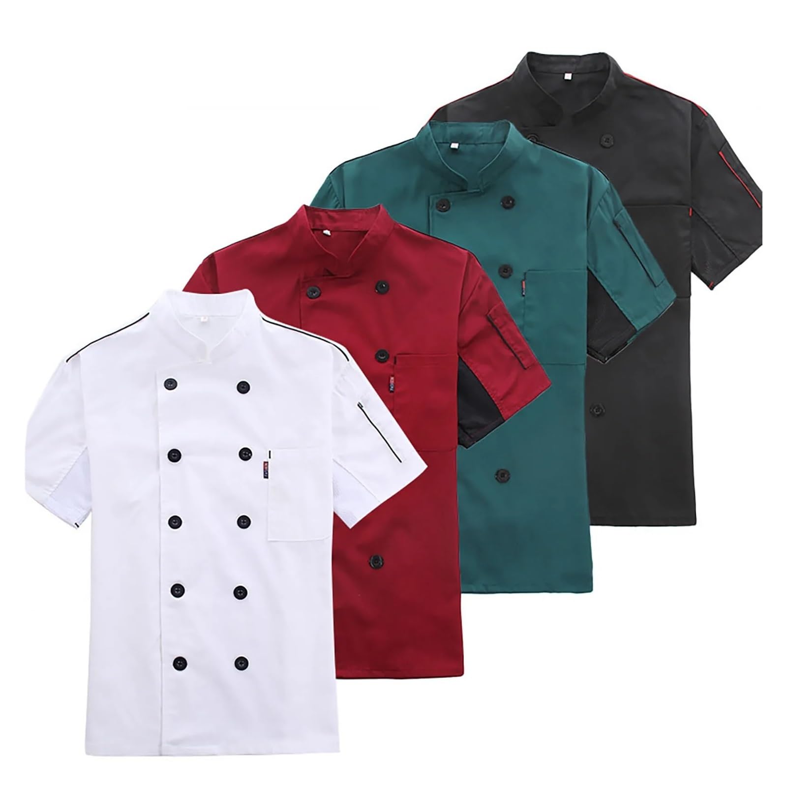 Giacca Chef Uomo Giacca Unisex for Chef di Hotel E Ristoranti, con Maniche Corte, Divise da Lavoro, Doppiopetto for Uomo(Black,XXXL)