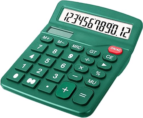 Calculadora de escritorio de 12 dígitos con pantalla LCD grande, calculadora básica de energía solar dual y batería, función estándar para oficina,