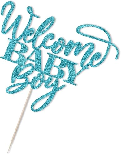 Miniatura 6 de Kaoenla Decoración de bienvenida para pastel de bebé, baby shower, decoración de fiesta de revelación de género para recién nacido (flash azul)