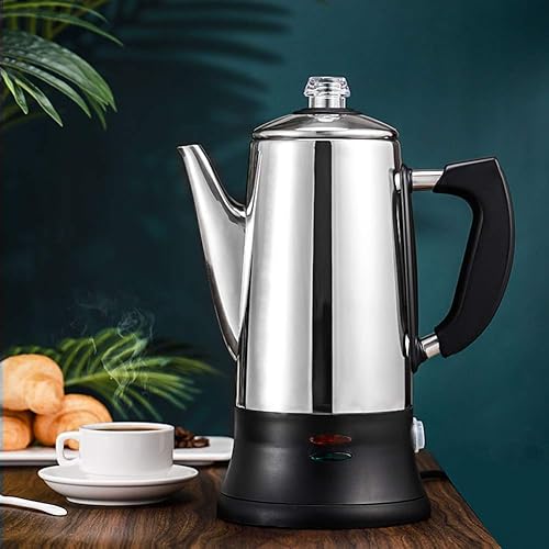 Miniatura 2 de Cafetera comercial de acero inoxidable para estufa, olla moka eléctrica, cafetera eléctrica de 12 tazas, cafetera de 1.8 L, cafetera con parte