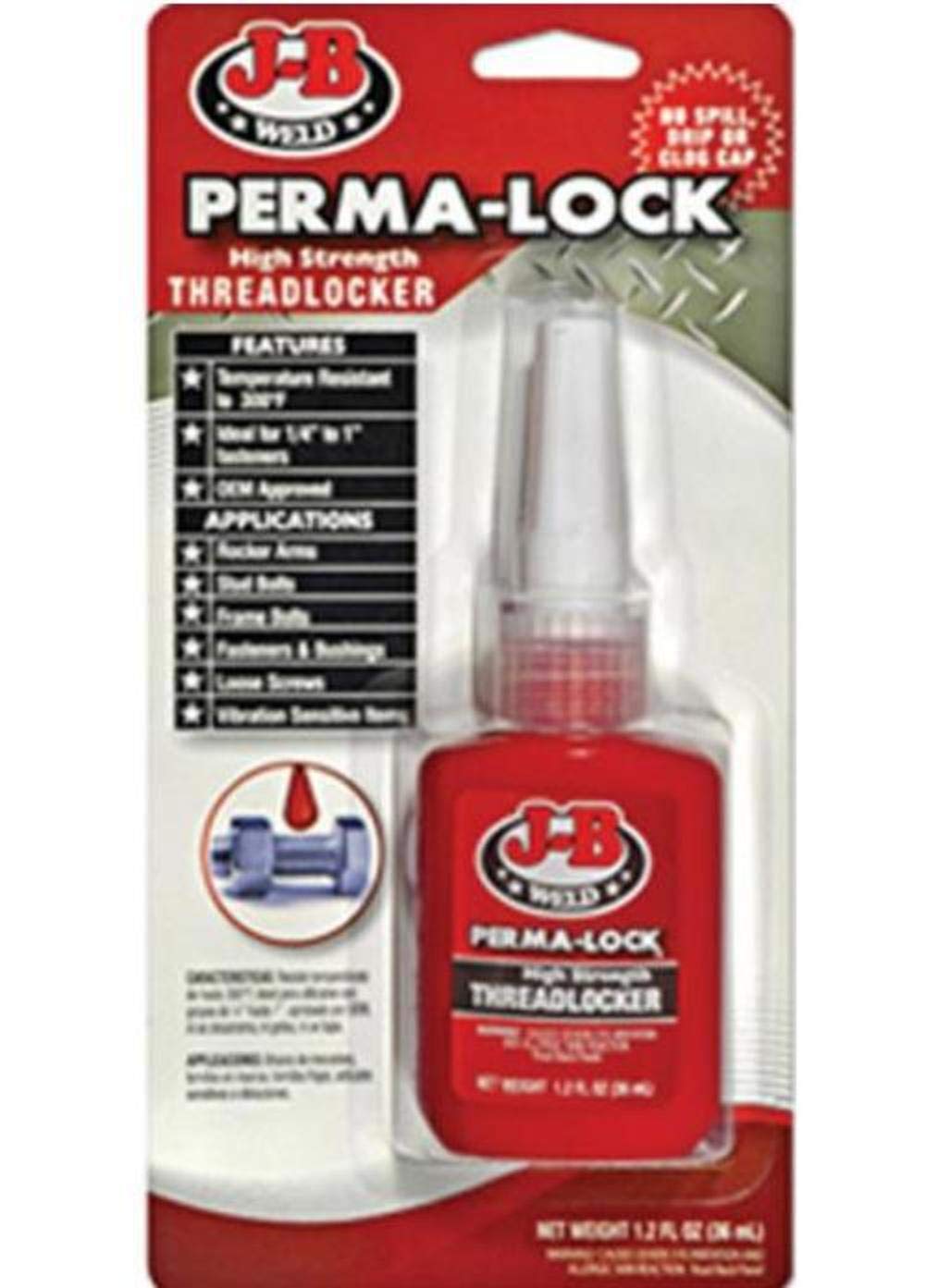 JB Weld 27136 Perma-Lock High Strength Threadlocker - 1.2oz. (36ml.)