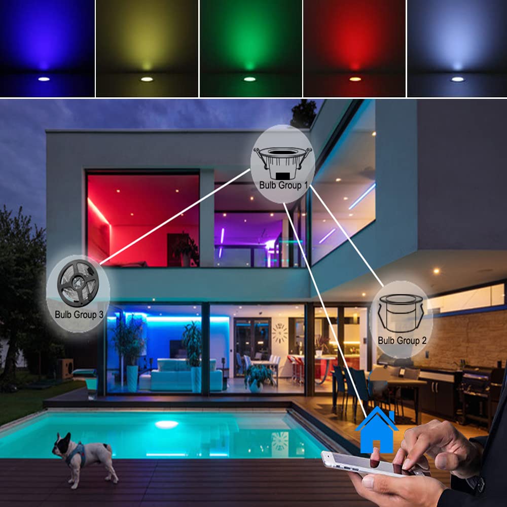 LED Bodeneinbauleuchten Arbeitet mit Alexa,IFTTT,Wifi Wireless Smart Phone Ø45mm IP67 Wasserdicht LED Einbaustrahler Full Kit