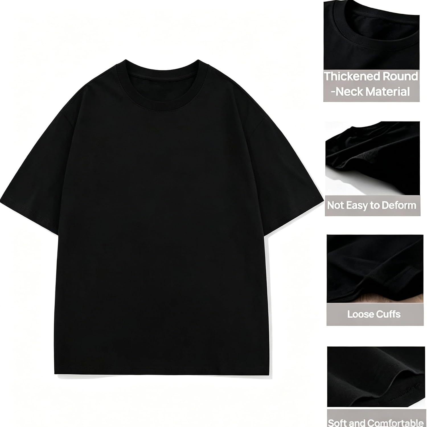 Men's Big and Tall T-Shirts 5XL-8XL Cotton Blend Crew Neck Casual Basic Short Sleeve Tees Soft for Outdoor, Gym, Workout