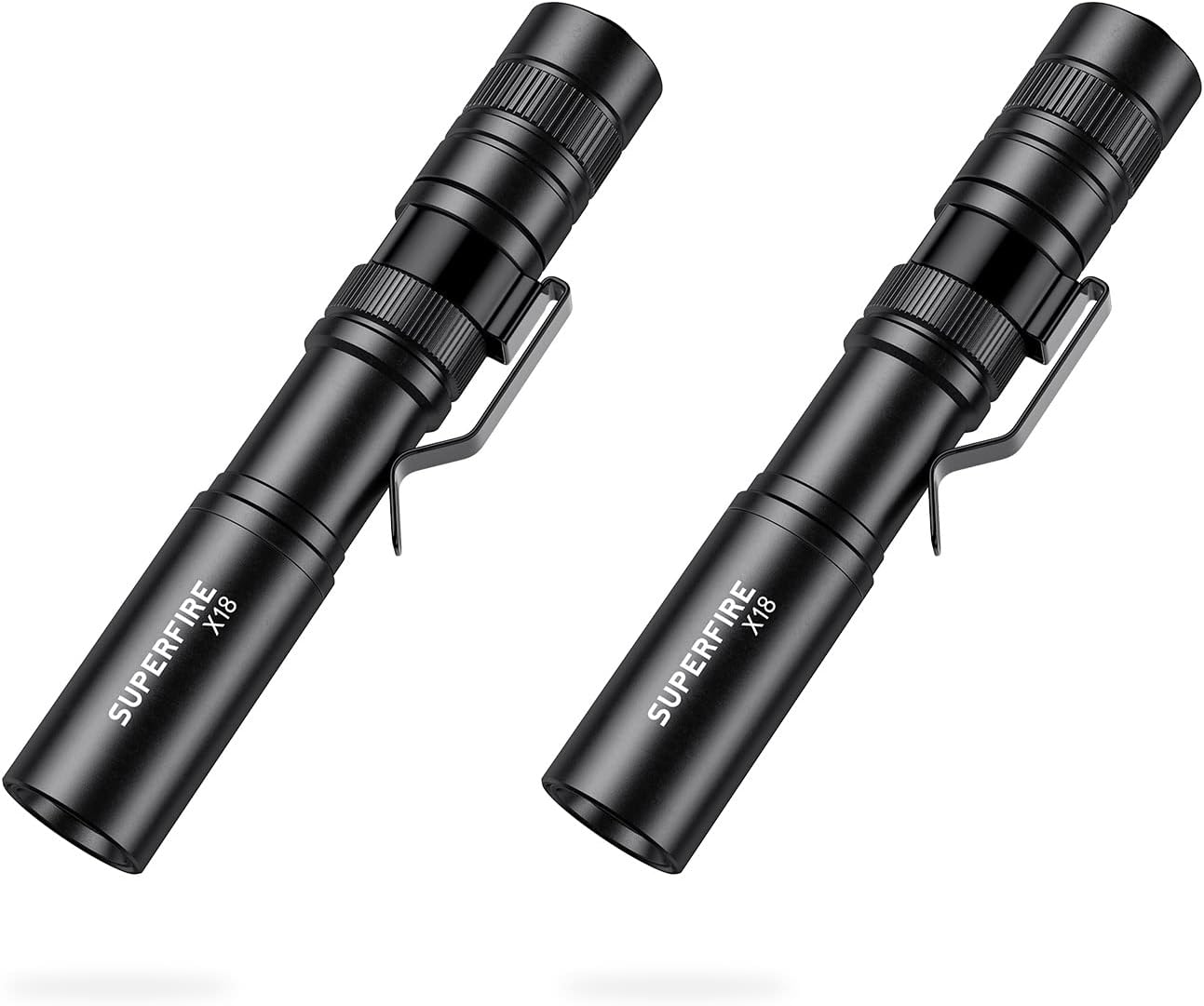 SuperFire LED Small flashlights 2 Pack,Bright Handheld Pen Flashlights