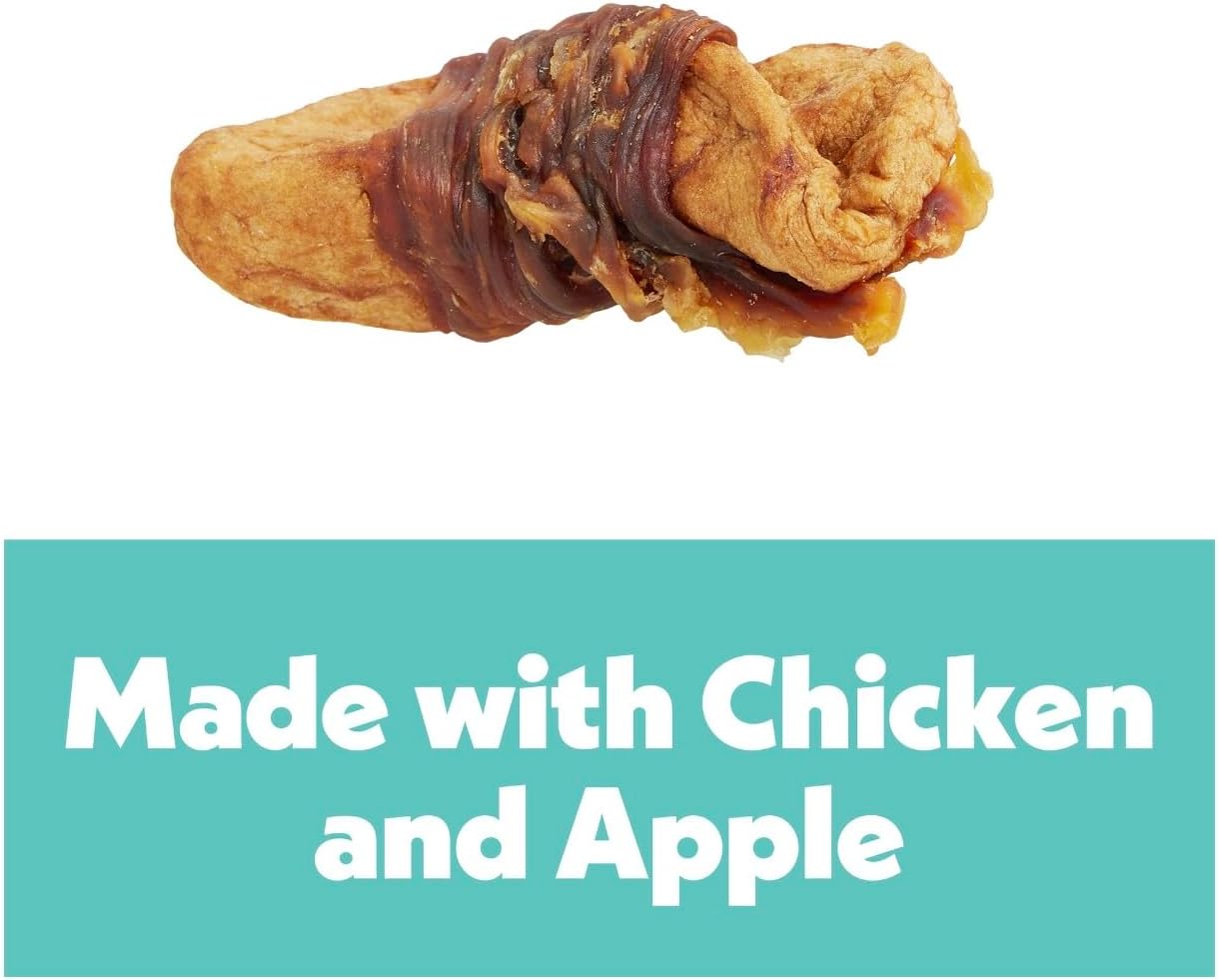 Wiggles & Wags Chicken & Apple Twists Dog Treats, 16 oz, with DN Essentials Bone Shaped Waste Bag Dispenser & Free Roll