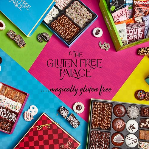 Image of Gluten Free Palace Cookie Gift Basket, Shortbread Linzer Tin (21 Cookies) | Gourmet gluten free shortbread Linzer tart cookies. Elegant red tin gift for Mom, wife, women & family.