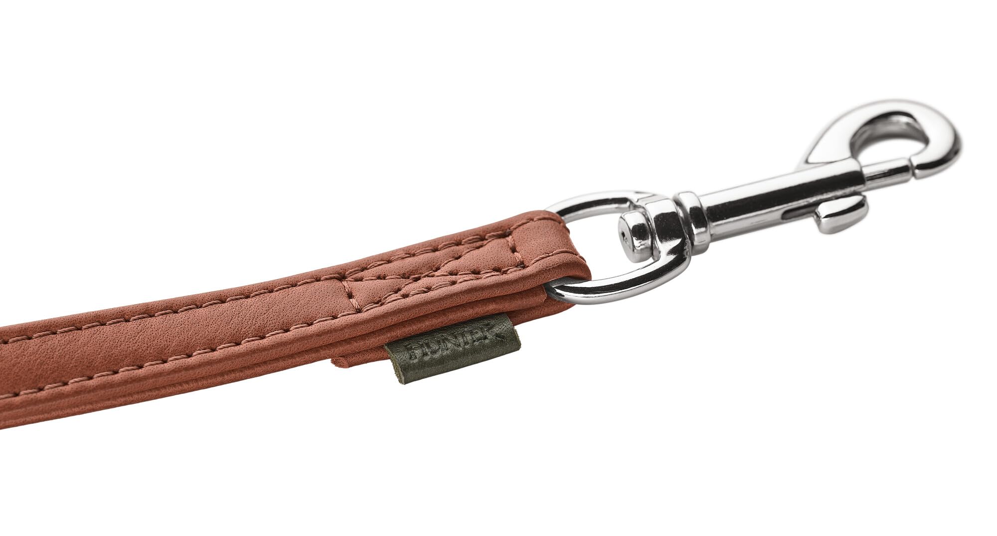 HUNTER Verstellbare Hundeführleine Portofino aus Premiumleder, 3-Fach verstellbar, weich & geschmeidig, zum Umhängen geeignet, Made in Germany, Farbe: Cognac/Oliv, Größe: 20/200