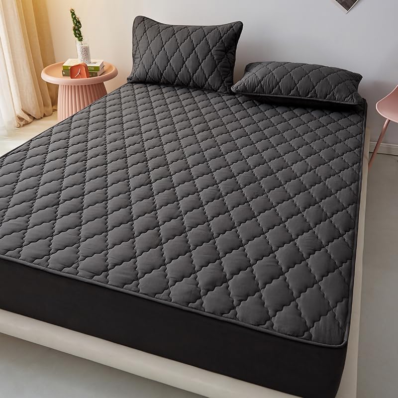 Waterproof Mattress Protector, Breathable Soft Mattress Cover with 8”-11” Deep Pocket, Noiseless, Machine Washable (Black,King 72"x80")