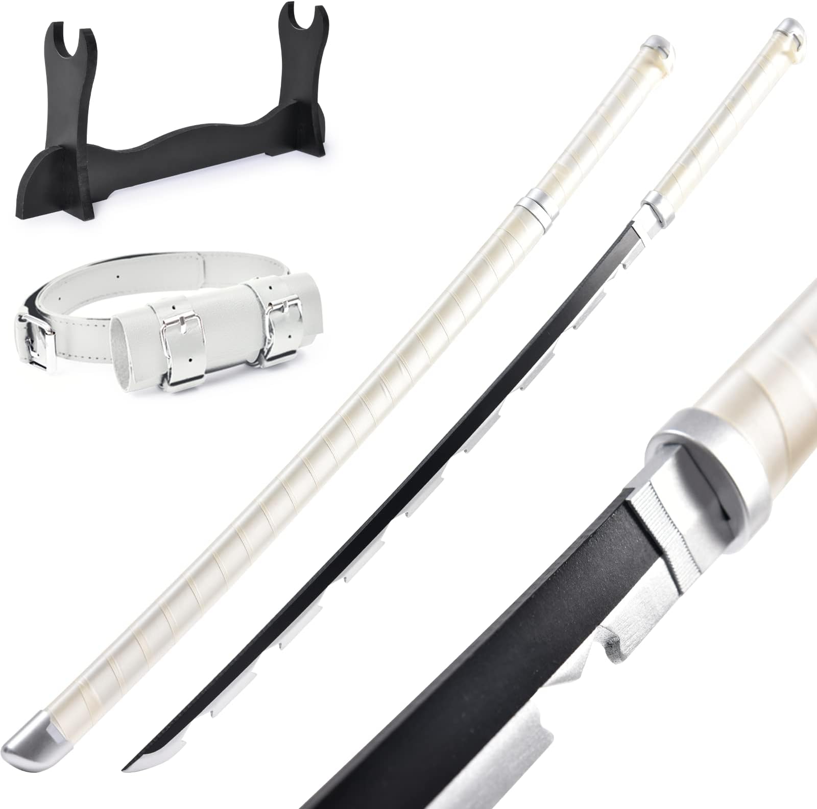 Demon Slayer Sword 41inch,with Display Stand and Belt, Rengoku Sword/Tanjiro Sword/Zenitsu Sword/Anime Original Texture,for Demon Slayer Cosplay and Collection,Various Styles Available