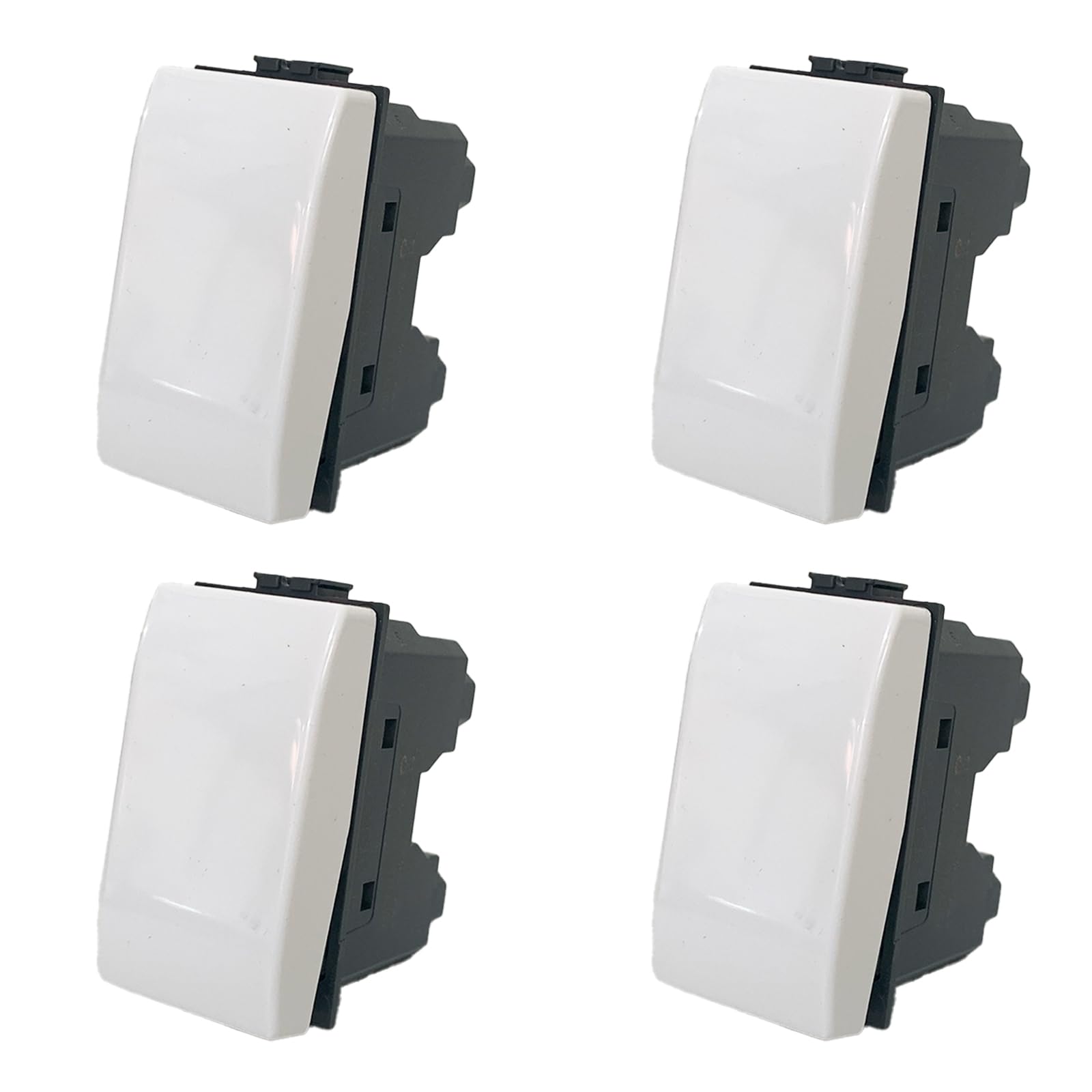 Set di 4 Interruttori Compatibili con bticino Matix, Interruttore Ideali per Frutti Elettrici e Compatibili con Bticino Matix Pulsanti (4 Interruttori Unipolari)