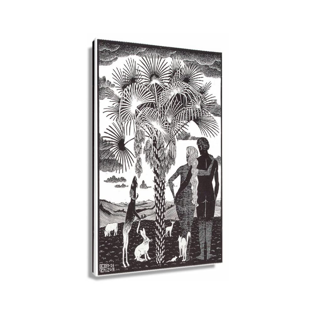 The 6th Day of The Creation Artwork By M.c. Escher Surrealism Poster Nature Vintage Hallway Decorative Wall Canvas for Living Room Painting Prints (12x18inch(30x45cm),Frameless)