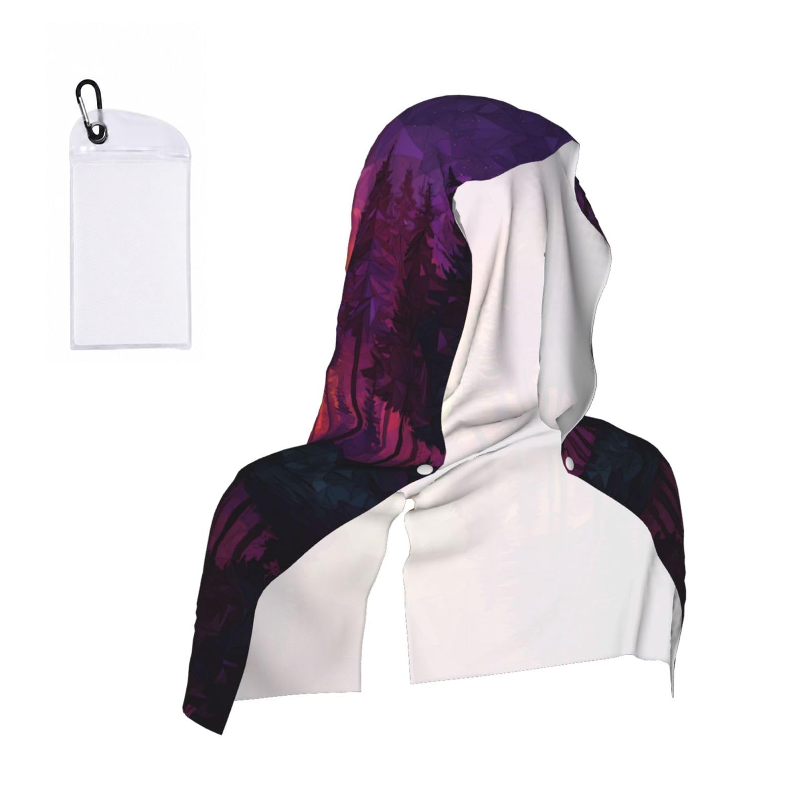 WXWJSHMGC Forest Sunset Print Cooling Hoodie Towel, Cooling Towels For Neck And Face Sun Protection Instant Cool Hoodie(Sport/Camping/Work Out/Hot Weather)