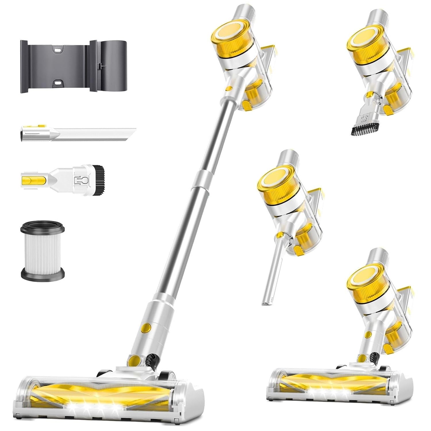 Cordless Vacuum Cleaner 35Kpa Vacuum Cleaner for Home 45Mins Stick Vacuum with LED Display Anti-Tangle Wall Mount Charging