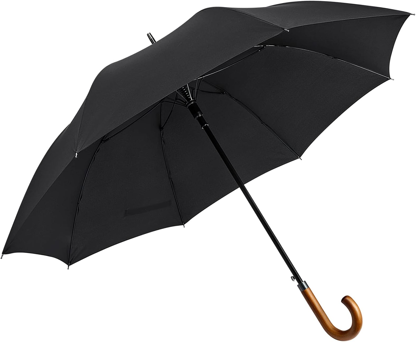 Wooden J Handle Umbrella 54 Inch Large Auto Open Classic Windproof Rain Stick Umbrellas for Men Women