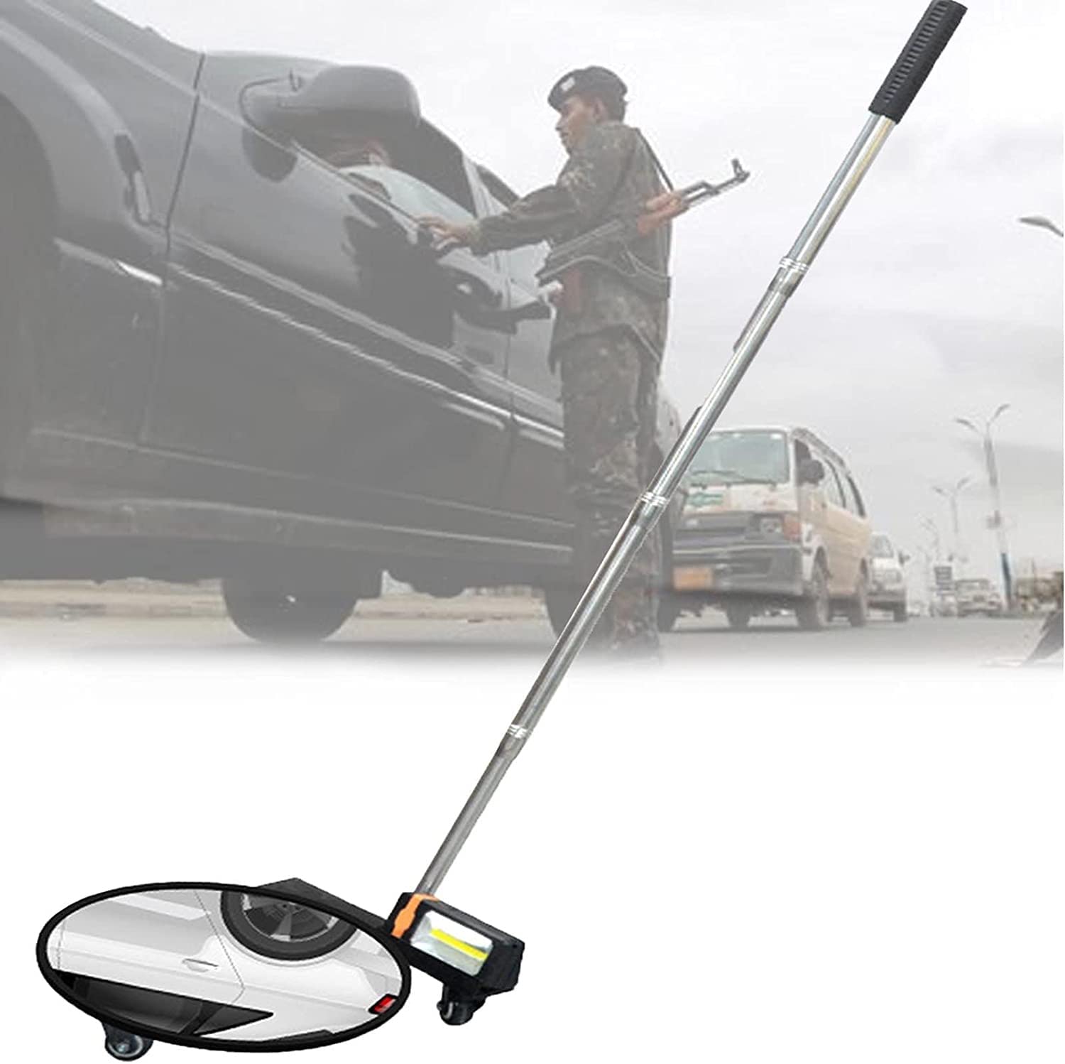 Espejo de Seguridad para inspección de Bajos de vehículos, Espejo de detección Reflectante portátil, Espejo Convexo con luz, retráctil de 3 poleas, Adecuado para vehículos de Aeropuerto, Ant,