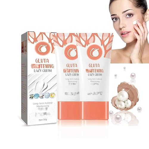 WEISPO Gluta Lazy Cream - Crema facial de 2 piezas, loción hidratante perezosa, crema facial de gluta, gel exfoliante de naranja, piel corporal y