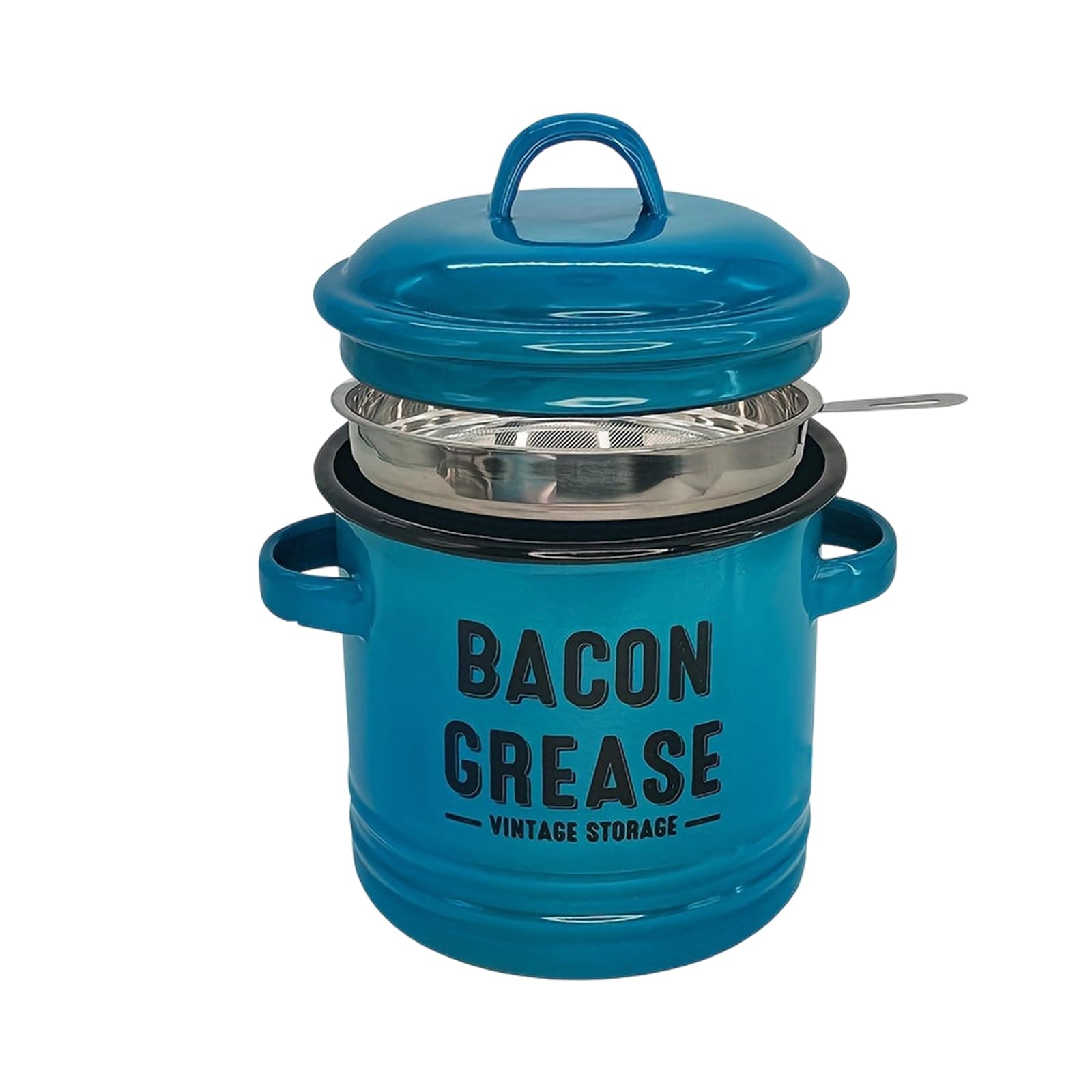 MALSSE Handle Bacons Grease Container with Strainer and Spoon Kitchen Gadget Dishwasher Safe for Cooking Use Multifunctional Seasoning Jar