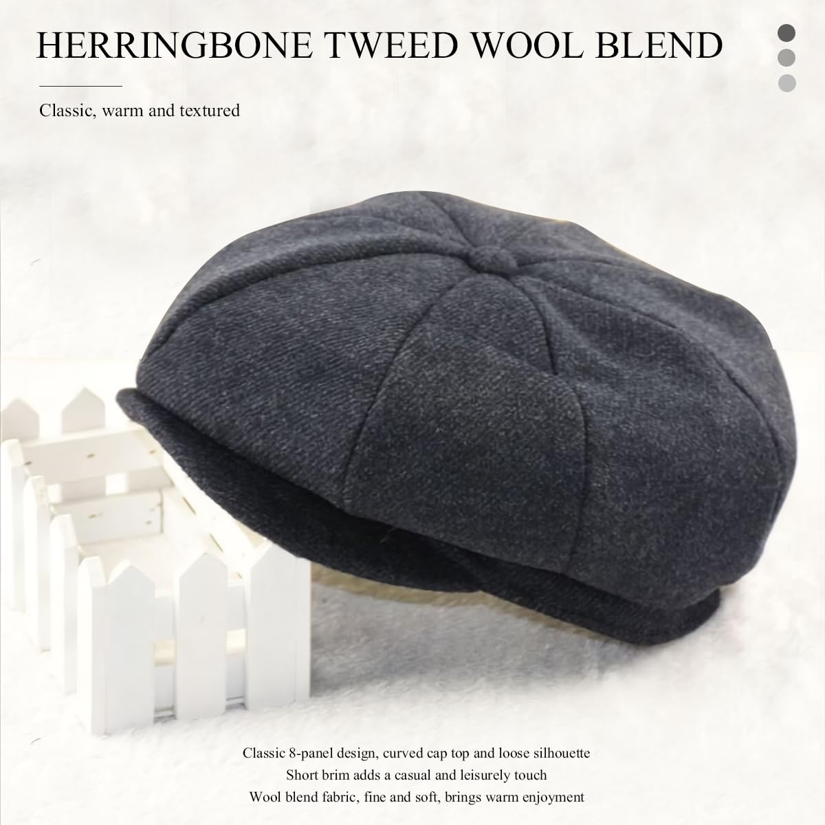 LumiSyne Vintage Berretto Piatto Coppola Uomo Donna 8 Pannelli Cappello Baker Boy Tweed a Spina di Pesce Misto Lana Regolabile Baschi Scozzesi Berretto Gatsby Newsboy cap Cappellino Autunno Invernale