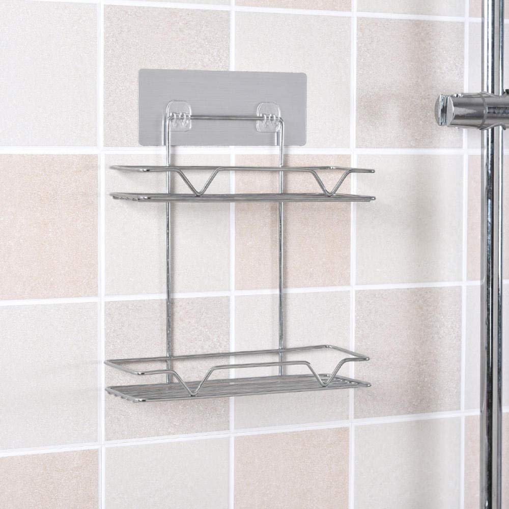 ngddf2haa Self Adhesive Shower Caddy Bathroom Shelf Double Layer Bathroom Shelf Free Wrought Iron Without Punching